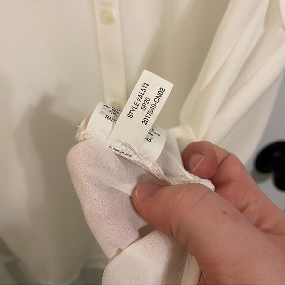 J.Crew Factory White Short Flutter Sleeve Semi-Sheer Button Up Blouse Size XXL - Picture 6 of 7